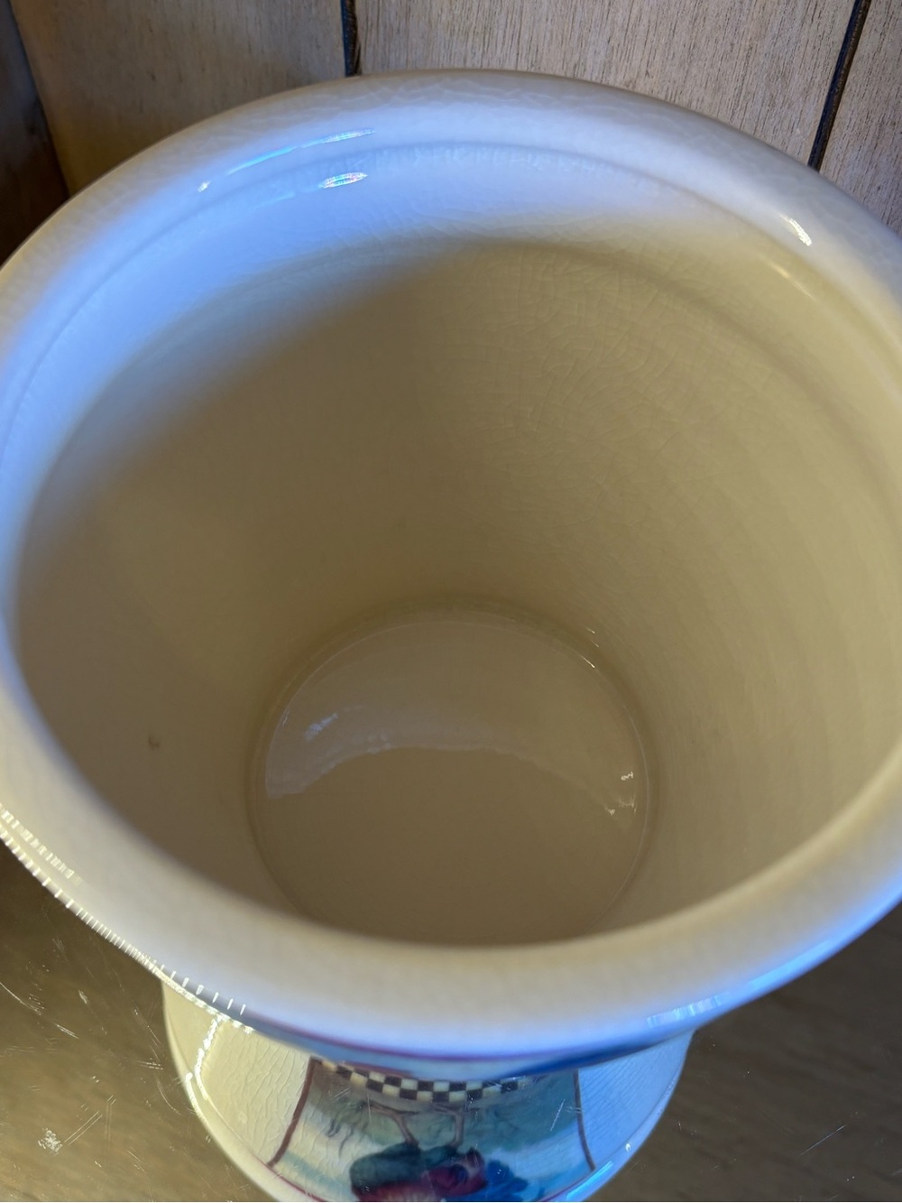 Cream Ceramic Rooster Planter with Pink Accents - Picture 3 of 13